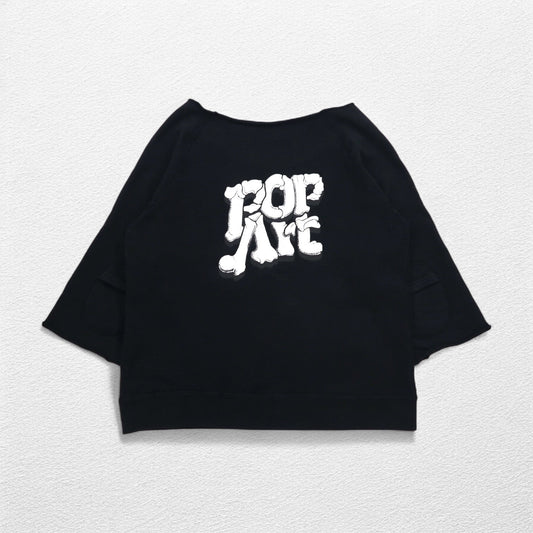 SUNSEA カットオフ POP ART スウェット FREE ブラック フロントポケット