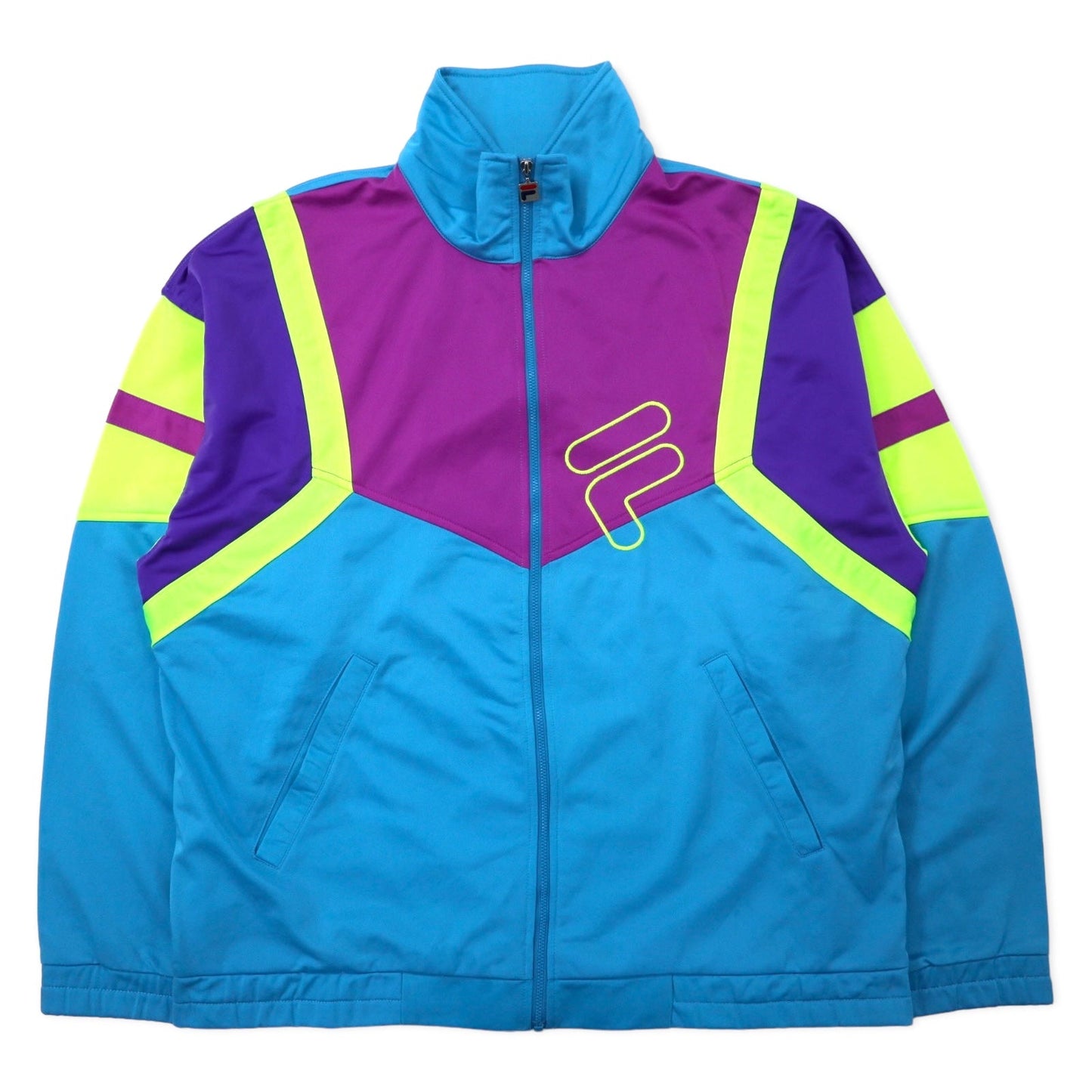 FILA 90年代 トラックジャケット ジャージ XL ブルー カラーブロック ポリエステル ロゴ刺繍