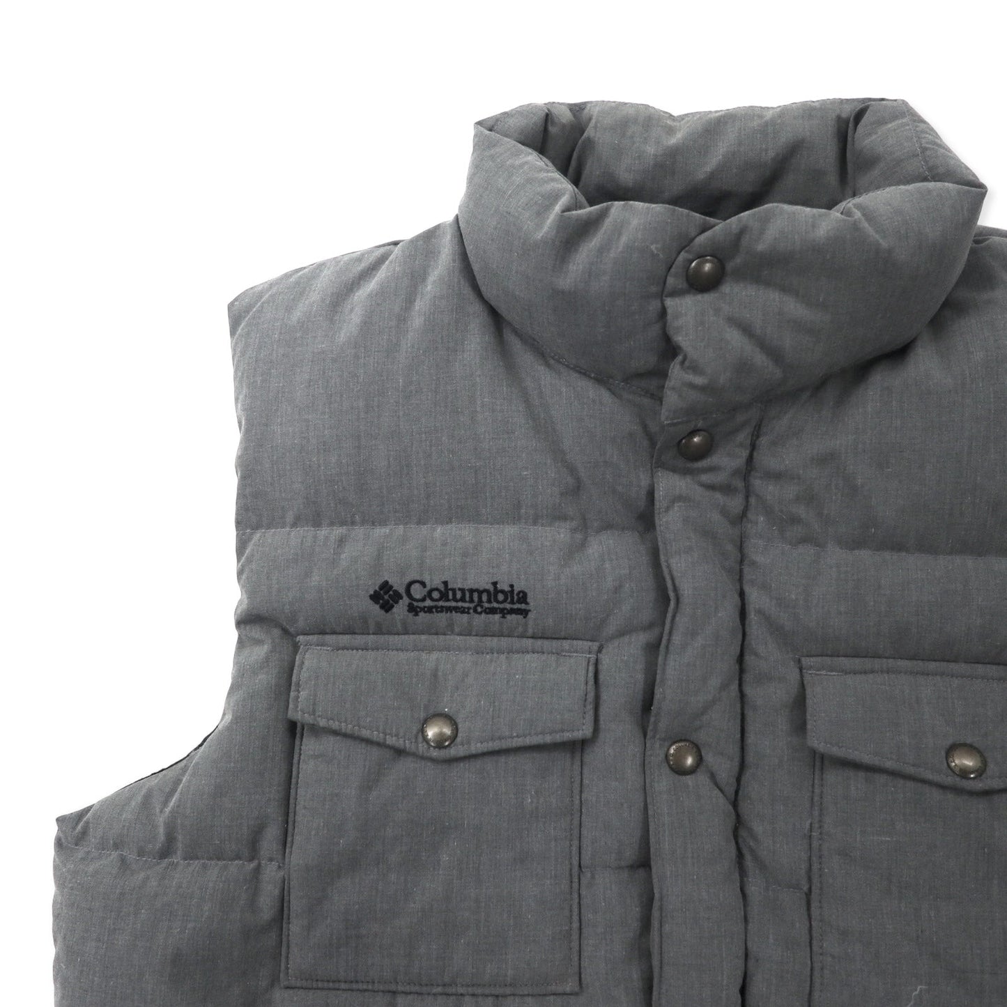 Columbia ディープキャニオンベスト ダウンベスト M グレー ポリエステル コットン ヘザーリッジクロス 耐久撥水 テフロン加工 PM1053