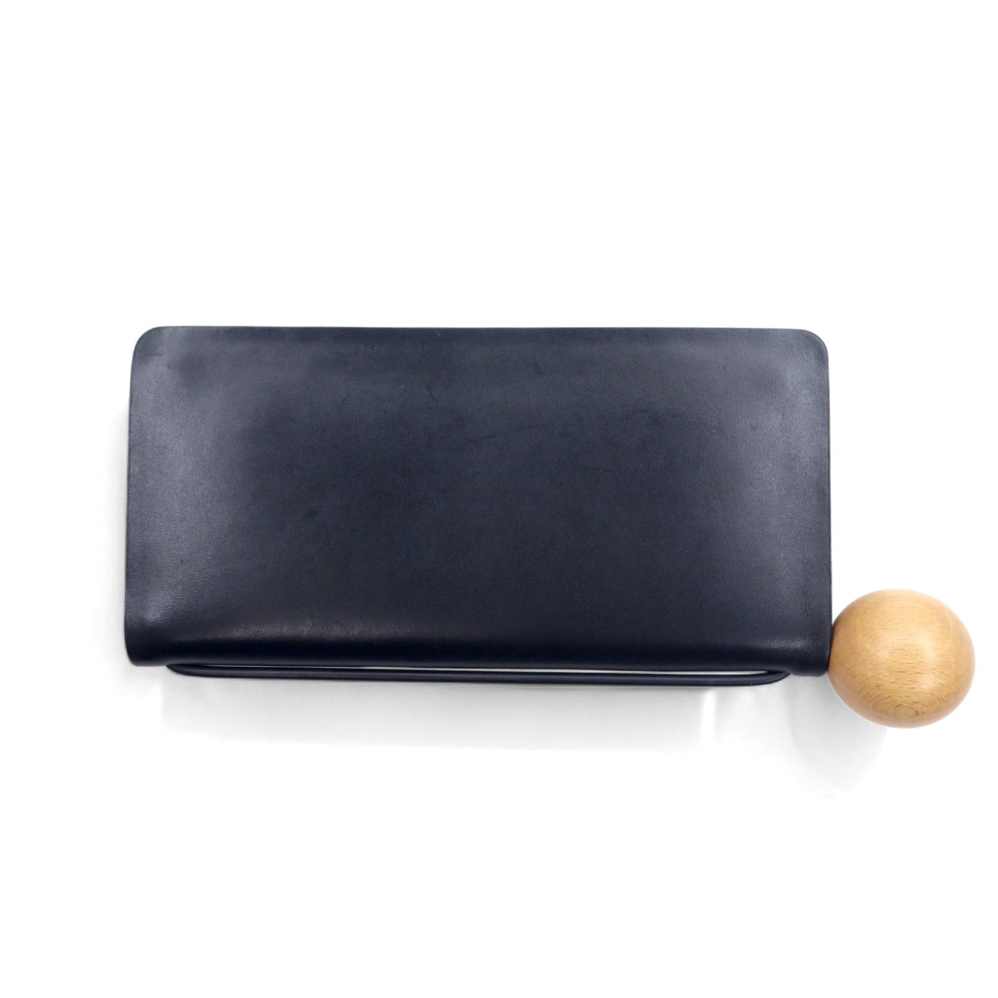 Building Block book wallet a clutch and wallet 長財布 クラッチバッグ ブラック レザー ウッドボール