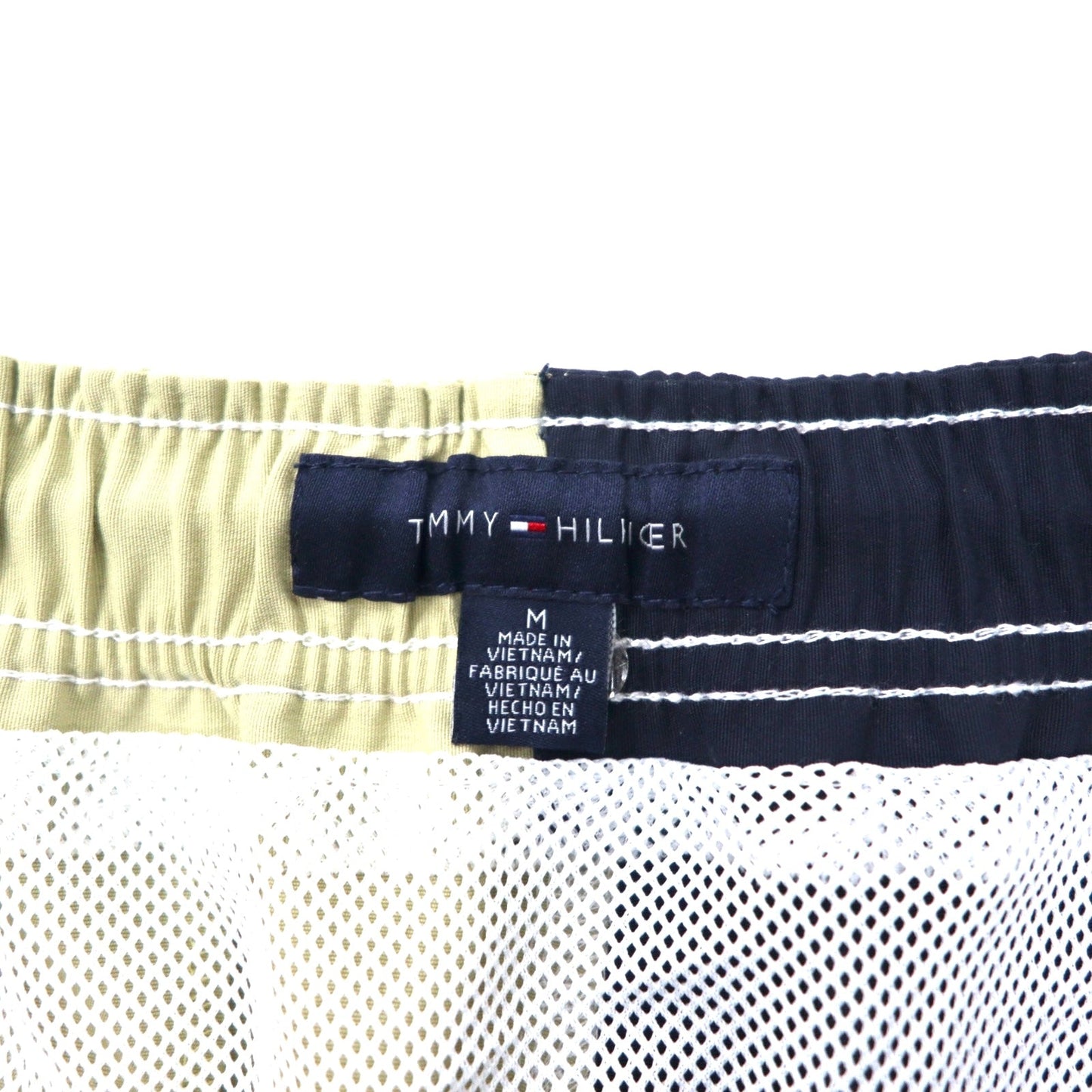 TOMMY HILFIGER バイカラー イージー ショートパンツ スイムショーツ M ベージュ ネイビー ポリエステル 水陸両用