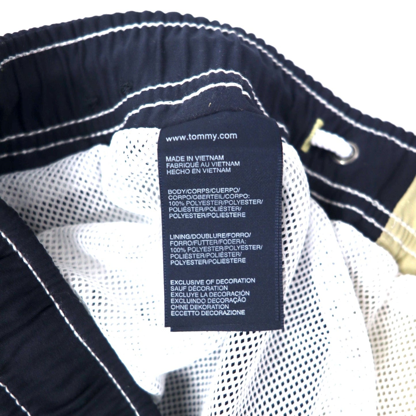 TOMMY HILFIGER バイカラー イージー ショートパンツ スイムショーツ M ベージュ ネイビー ポリエステル 水陸両用