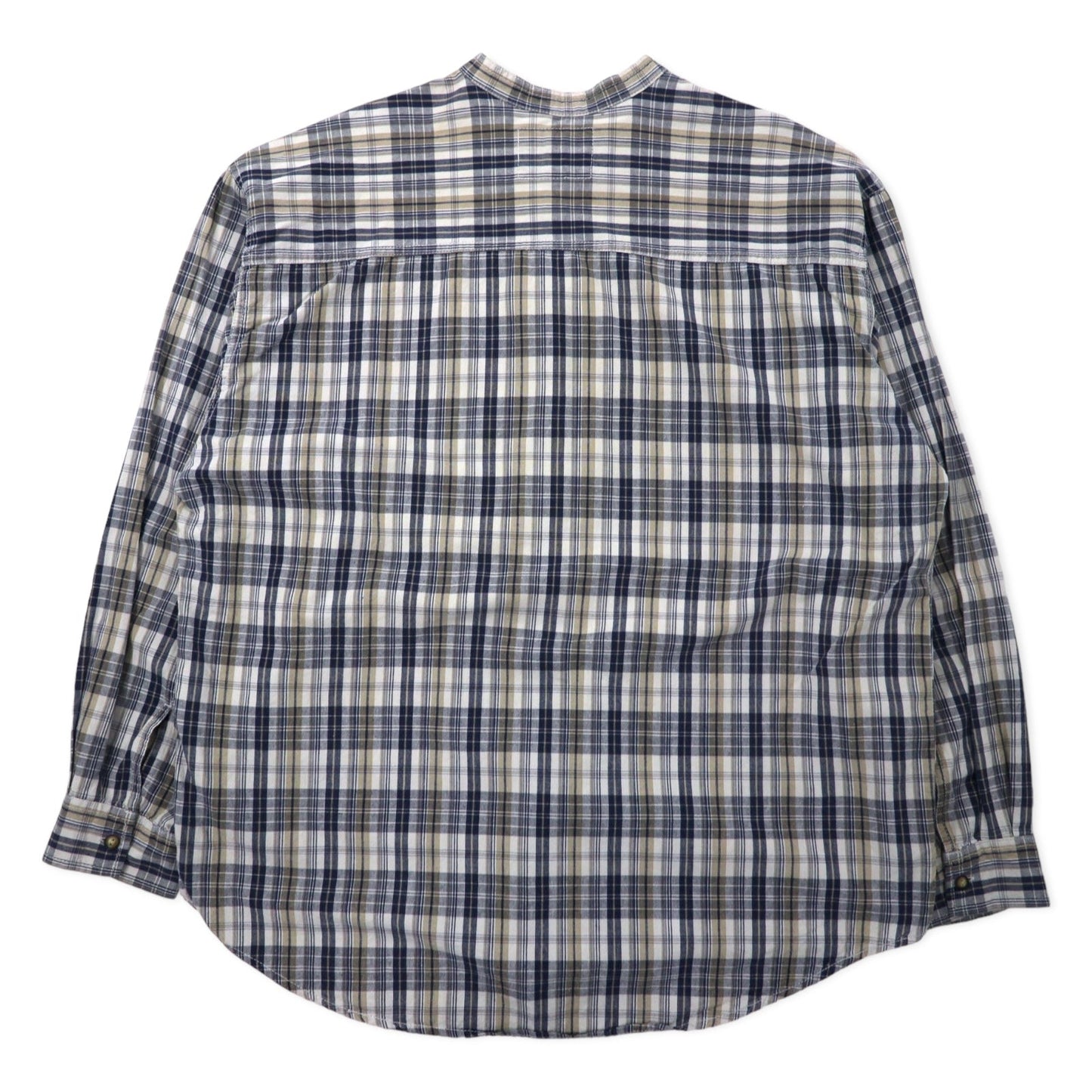 Levi's 90年代 バンドカラーシャツ XL ベージュ ネイビー チェック コットン