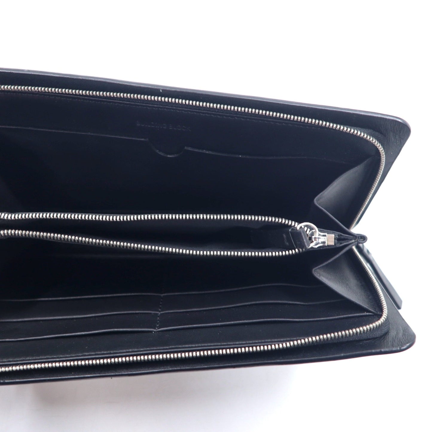 Building Block book wallet a clutch and wallet 長財布 クラッチバッグ ブラック レザー ウッドボール