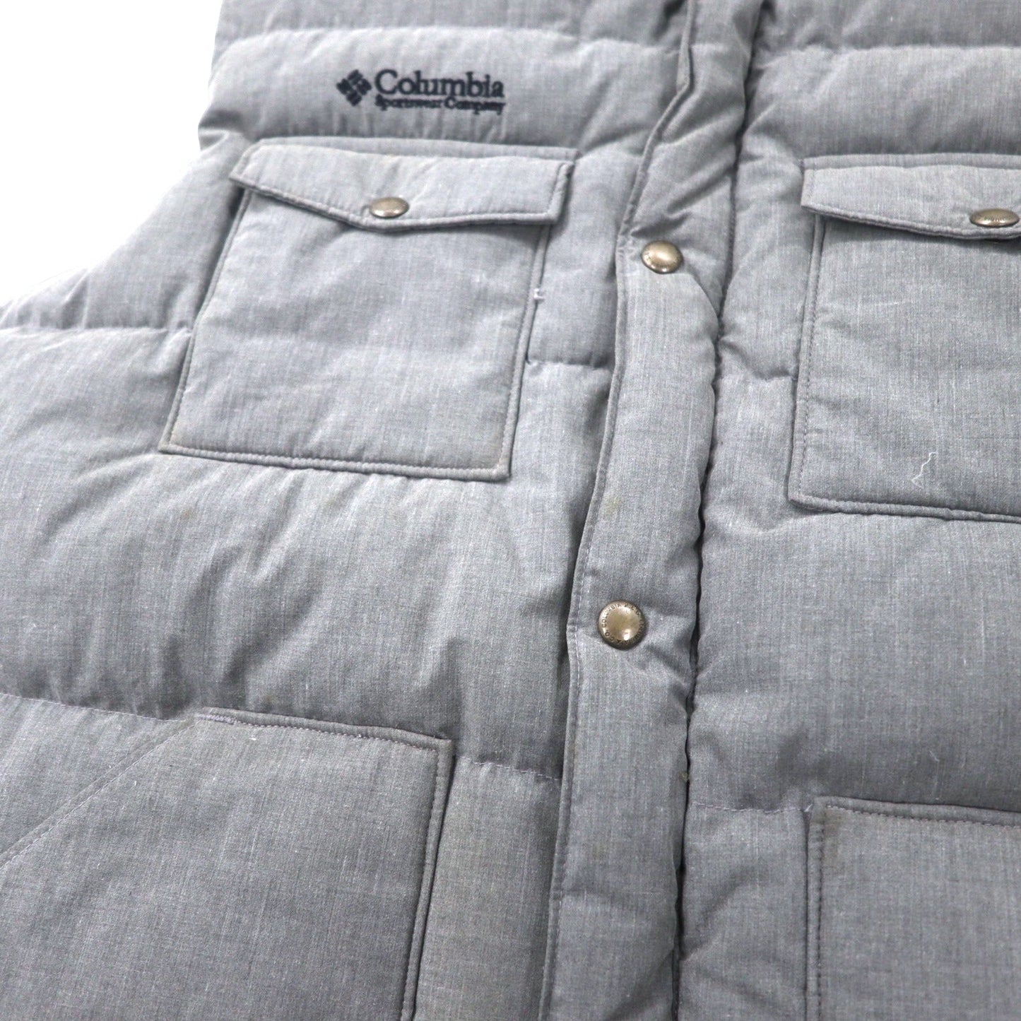 Columbia ディープキャニオンベスト ダウンベスト M グレー ポリエステル コットン ヘザーリッジクロス 耐久撥水 テフロン加工 PM1053
