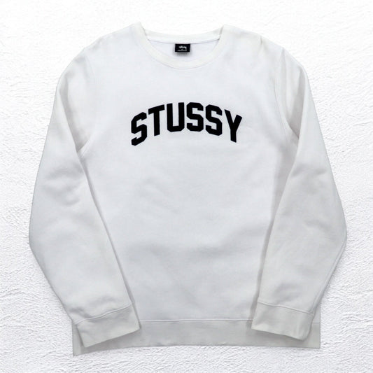 STUSSY USA製 アーチロゴ スウェット XL ホワイト コットン