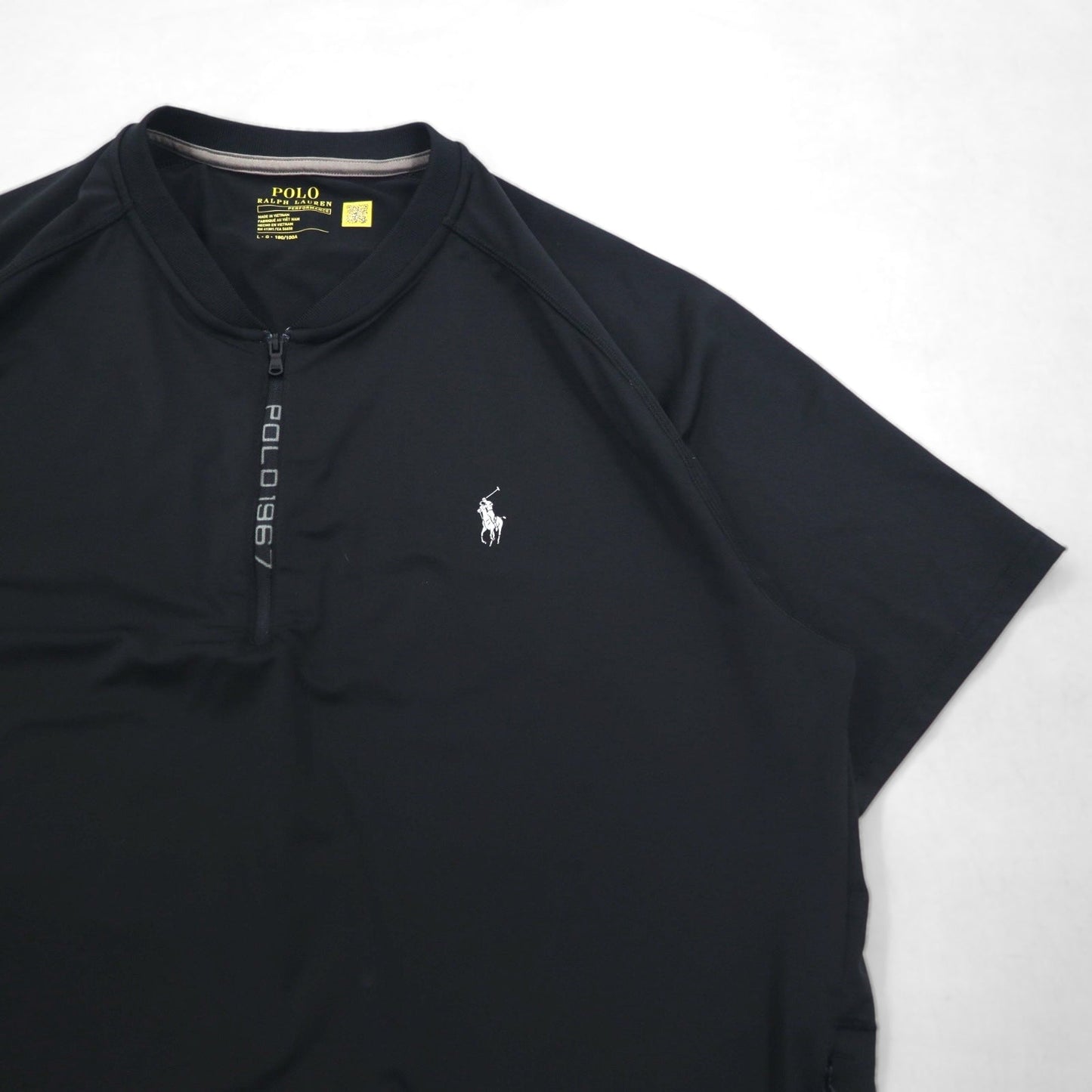 POLO RALPH LAUREN パフォーマンス ドライフィット シャツ L ブラック ハーフジップ サイドポケット