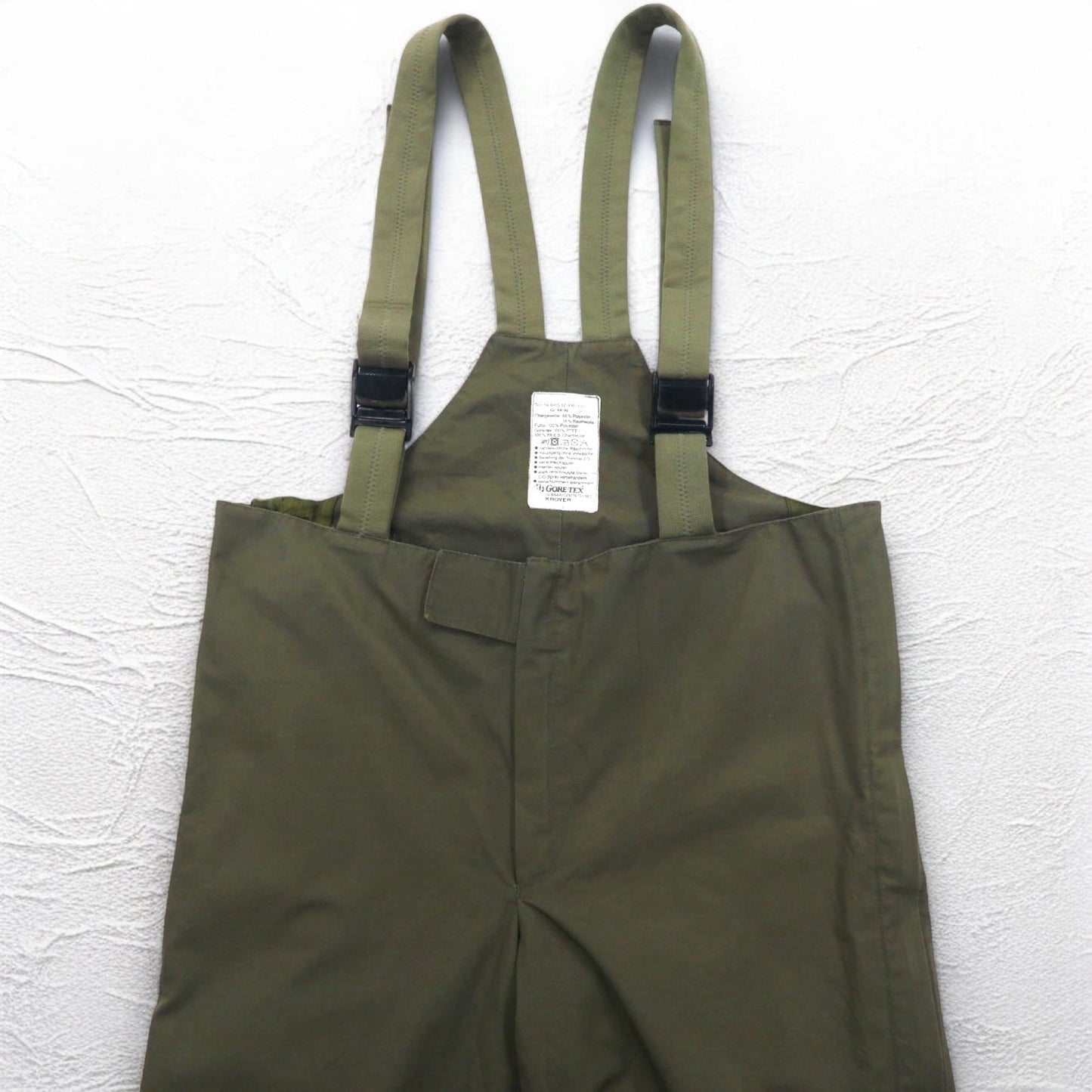 GERMAN ARMY ドイツ軍 90年代 ゴアテックス GORE-TEX Wet Weather Pants オーバーオール  L カーキ  OPTIジップ ミリタリー KROYER 8415-12-900-0005