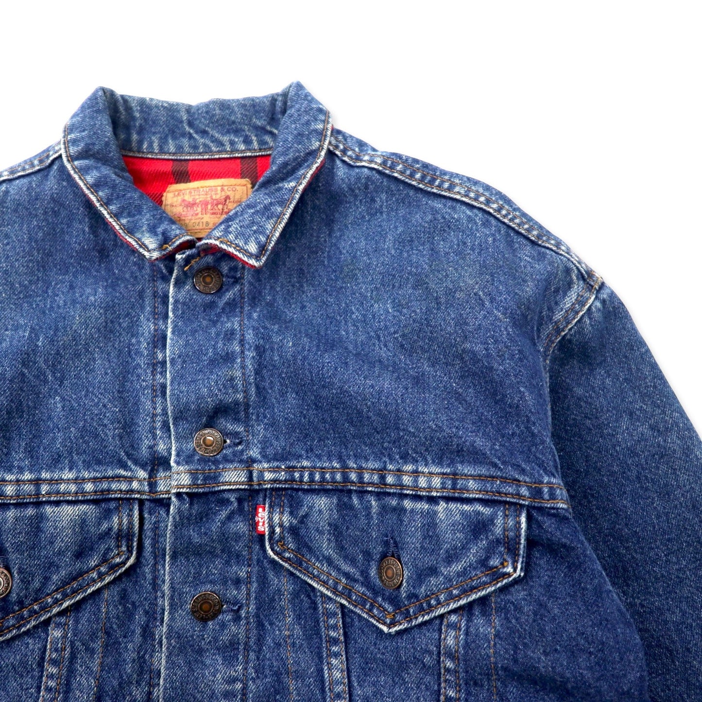 Levi's USA製 80年代 デニムジャケット Gジャン XL ブルー コットン ボタン裏527 ブランケット ネルライナー 57529 0408
