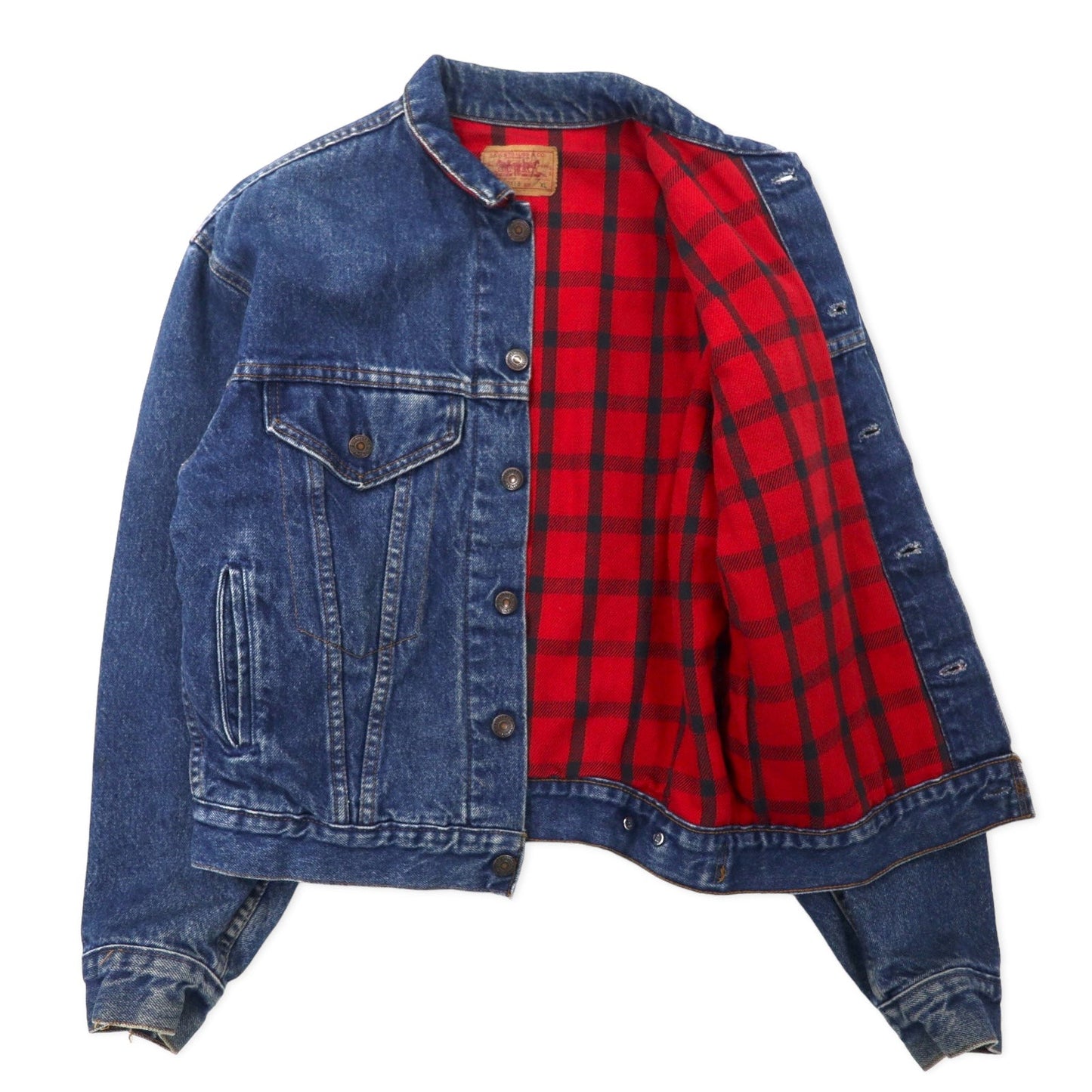 Levi's USA製 80年代 デニムジャケット Gジャン XL ブルー コットン ボタン裏527 ブランケット ネルライナー 57529 0408
