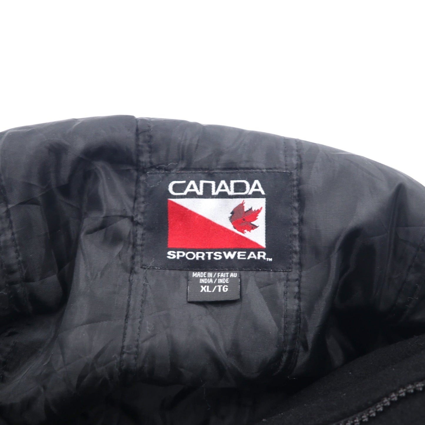 90年代 CANADA SPORTS WEAR レザー切替 メルトン スタジャン XL ブラック ウール Canadian Natural ロゴ刺繍