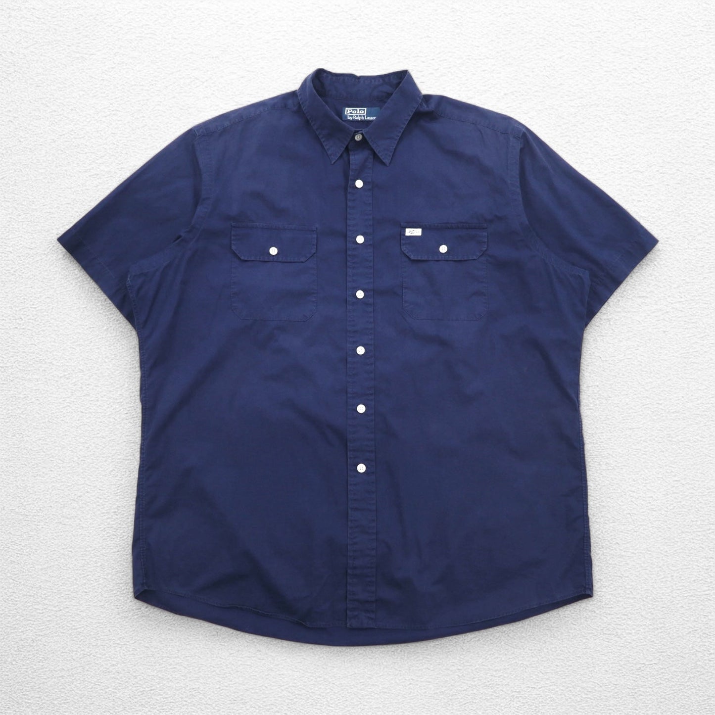 Polo by Ralph Lauren 90年代 半袖 シャツ XL ネイビー コットン 胸ポケット