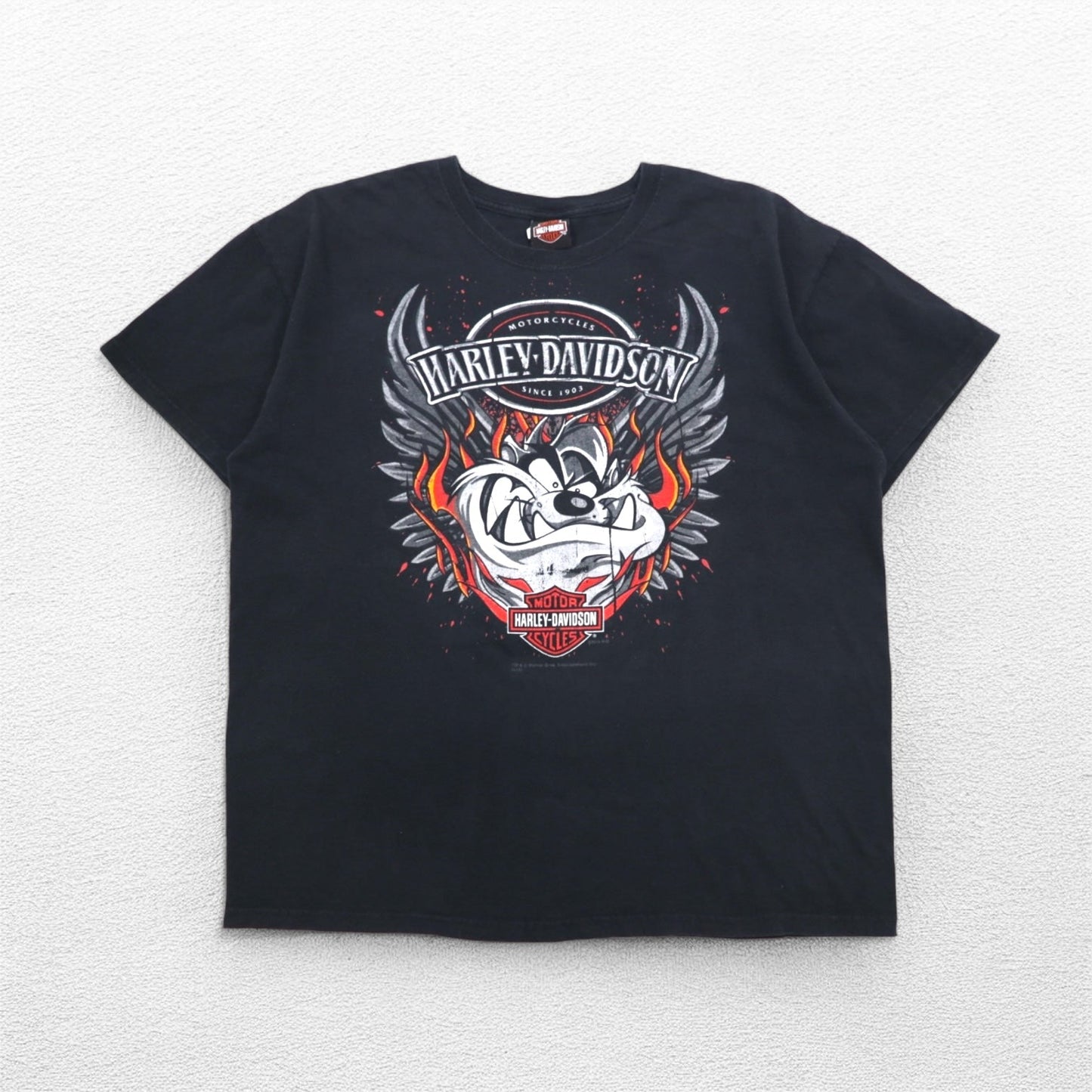 HARLEY DAVIDSON × Warner Bros. ルーニーチューンズ LOONEY TUNES Tシャツ 2XL ブラック キャラクタープリント ダズマニアンデビル DILLON BROTHERS ホンジュラス製