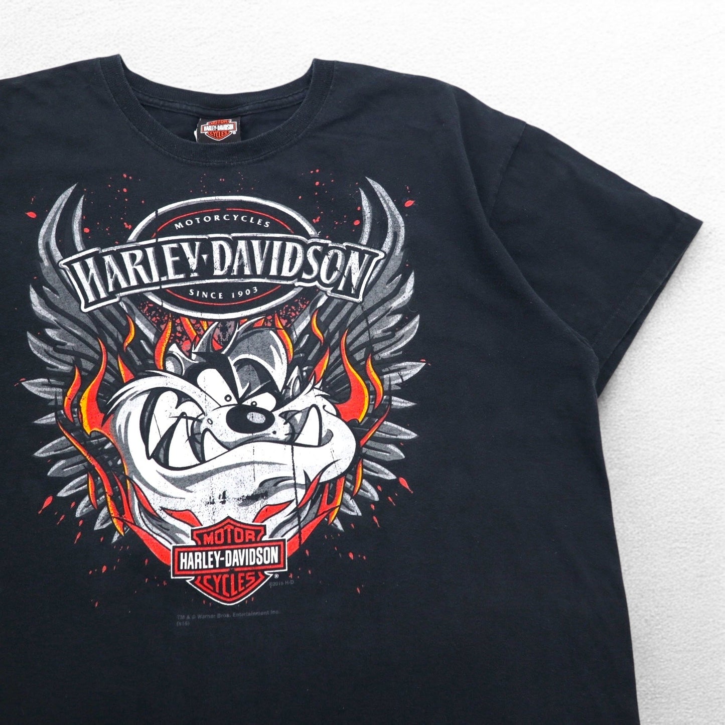 HARLEY DAVIDSON × Warner Bros. ルーニーチューンズ LOONEY TUNES Tシャツ 2XL ブラック キャラクタープリント ダズマニアンデビル DILLON BROTHERS ホンジュラス製