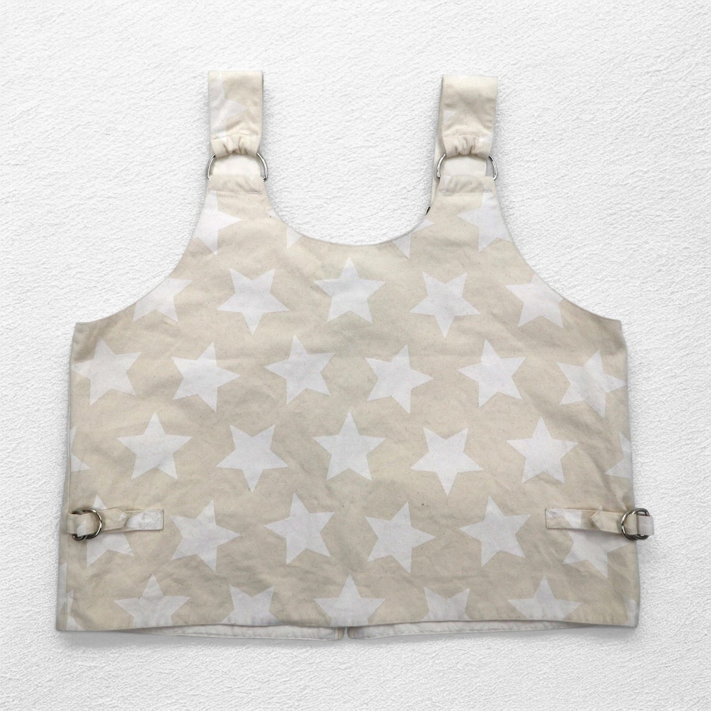 AiE ( Nepenthes ) USA製 ディーエスディーベスト dsd vest-9oz star M クリーム 総柄 星 ポケット ダブルジップ