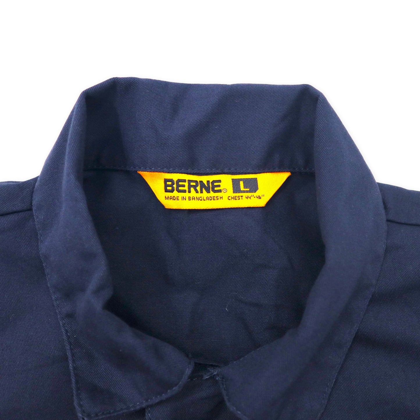 BERNE オールインワン つなぎ L ネイビー コットン ポリエステル