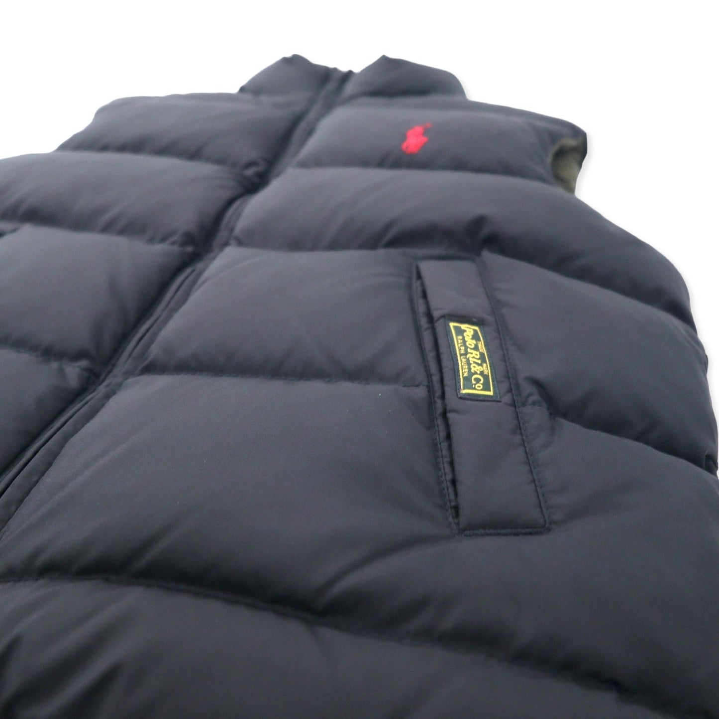 Polo by Ralph Lauren リバーシブル ダウンベスト M カーキ ブラック ポリエステル 381 BLEEKER スモールポニー刺繍