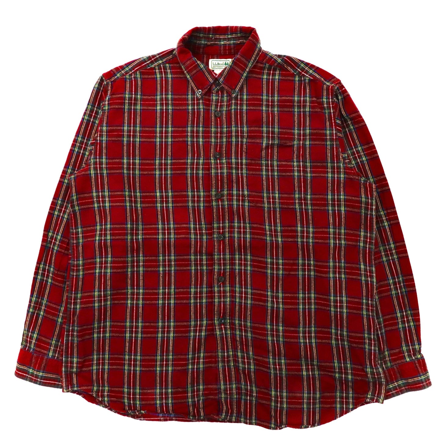 L.L.Bean タータンチェック ボタンダウンシャツ L レッド コットン