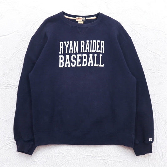 RUSSELLE ATHLETIC 90年代 TEAM ISSUE カレッジ スウェット L ネイビー 前V RYAN RAIDER BASEBALL 2段プリント メキシコ戦