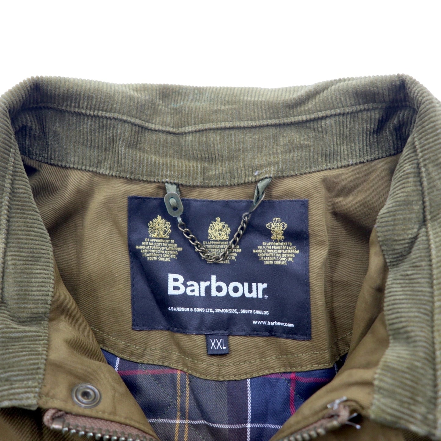 Barbour ブルガリア製 SOFT COTTON BEAUFORT JKT ビューフォートジャケット XXL ブラウン コットン 襟コーデュロイ 裏地チェック 3ワラント ノンオイル