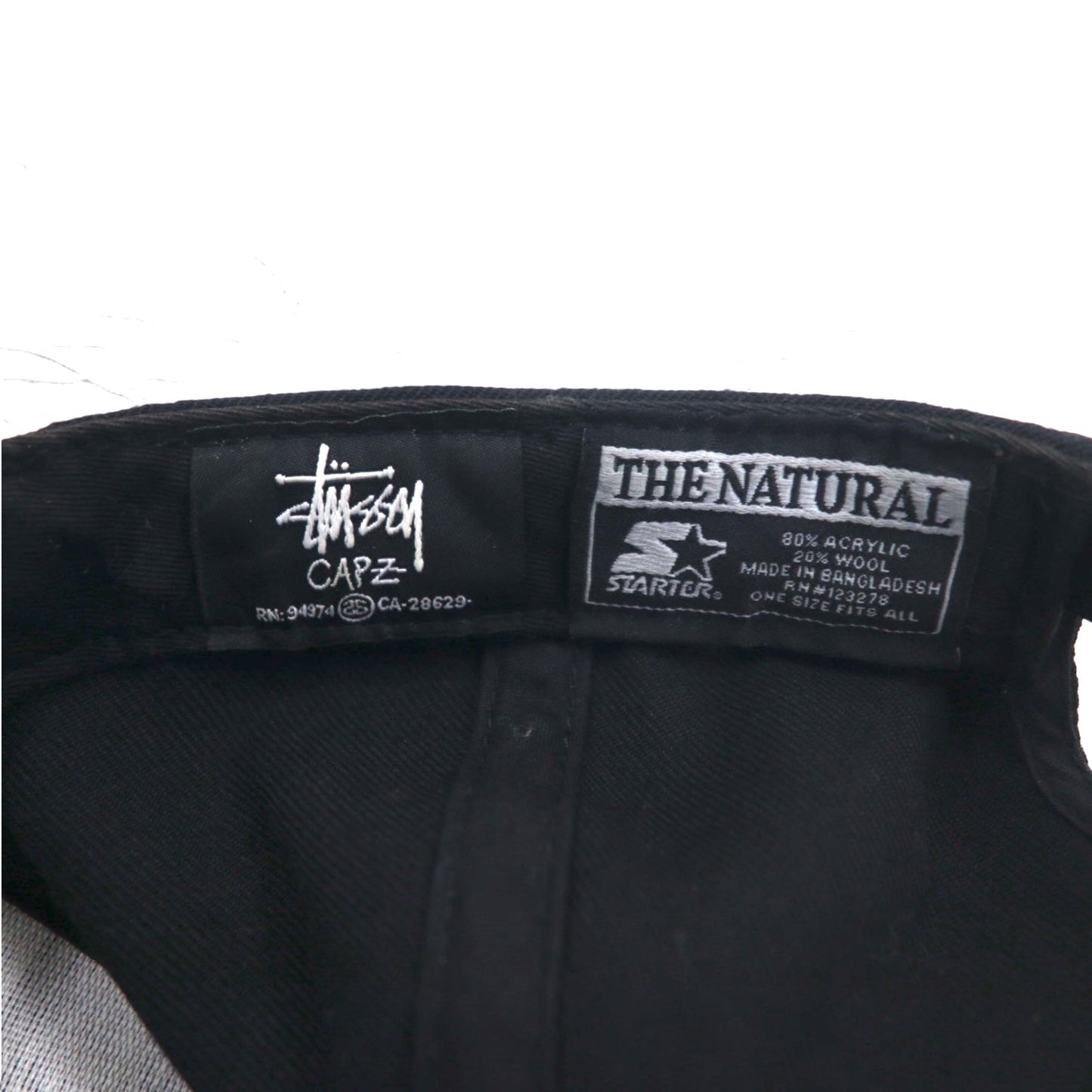 stussy CAPZ × STARTER ベースボールキャップ スナップバック FREE ブラック アクリル ウール シャネルロゴ