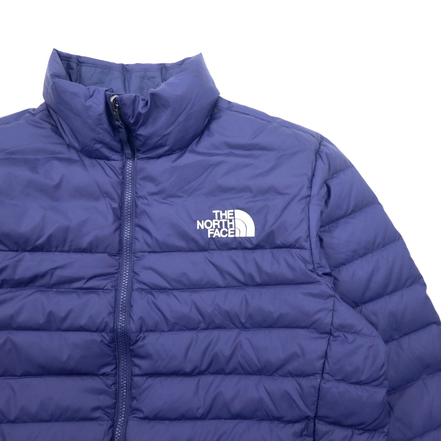 THE NORTH FACE 550フィルパワー FLARE DOWN JACKET フレア ダウンジャケット L ネイビー ナイロン ロゴ刺繍 ドローコード NF0A55XG