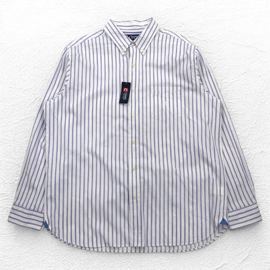 CHAPS ボタンダウンシャツ XL ホワイト ストライプ コットン 胸ポケット 未使用品