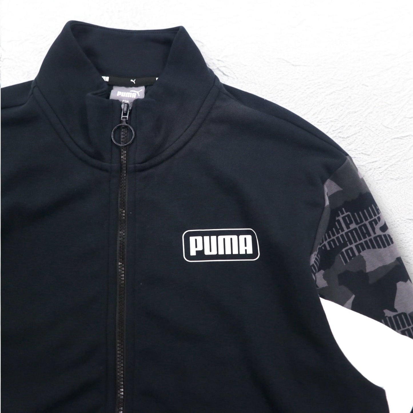 PUMA トラックジャケット ジャージ L ブラック コットン Rebel Camo Full-Zip 587058-01