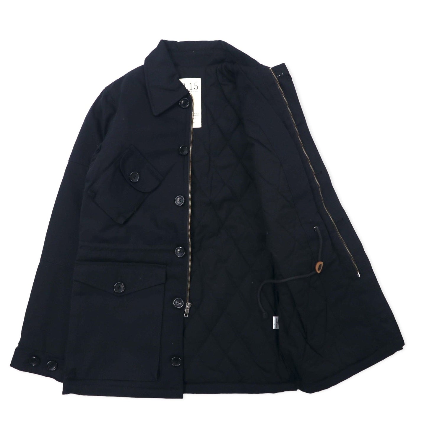 8.15 AUGUST FIFTEENTH USA製 アーミージャケット S ブラック コットン ボアライナー ドローコード ARMY JACKET 4095A21902 未使用品
