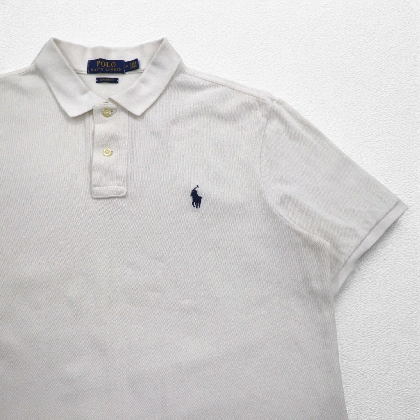 POLO RALPH LAUREN クラシックフィット CLASSIC FIT ポロシャツ M ホワイト 鹿の子 スモールポニー刺繍