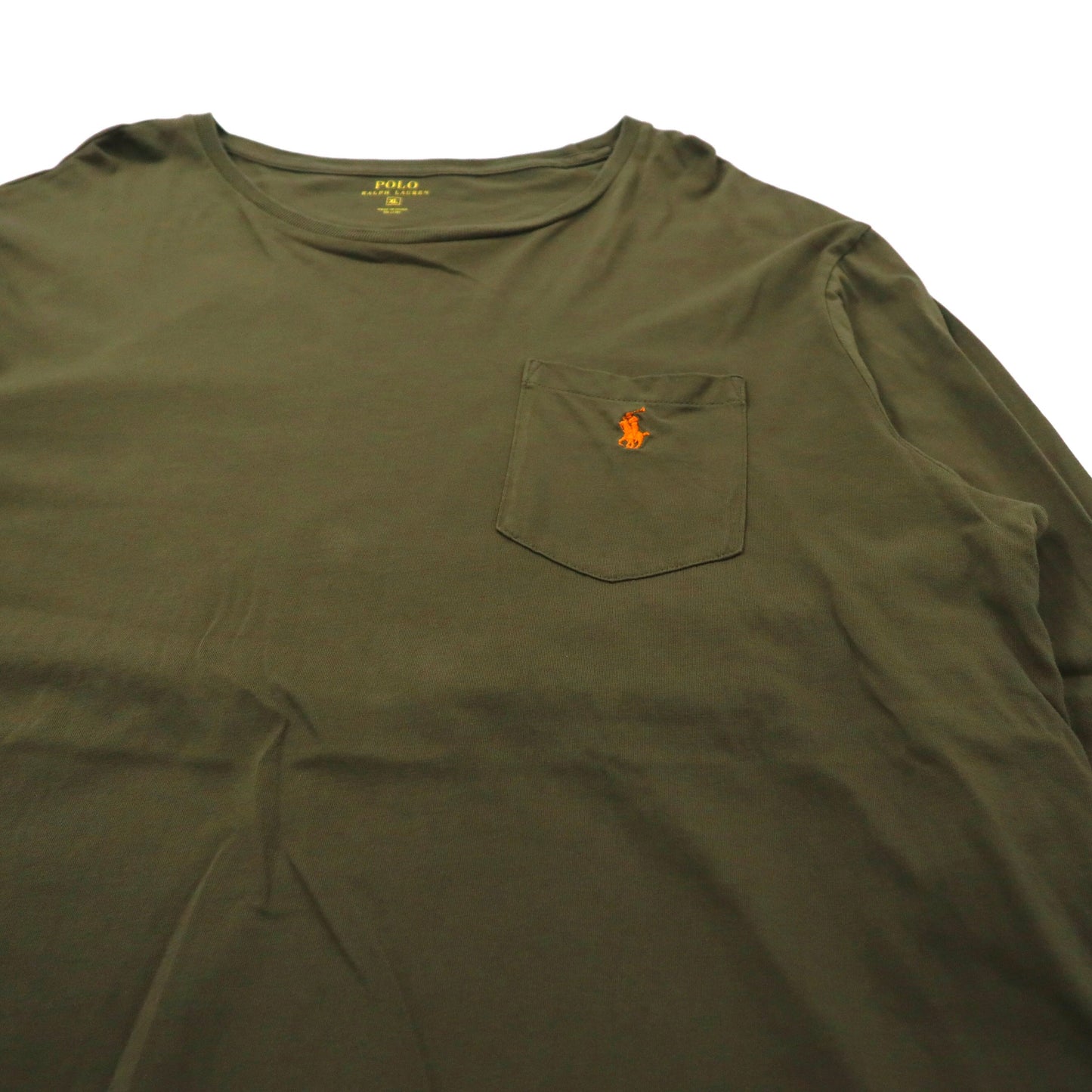 POLO RALPH LAUREN ビッグサイズ ロングスリーブTシャツ XL カーキ コットン ポケット付き スモールポニー刺繍