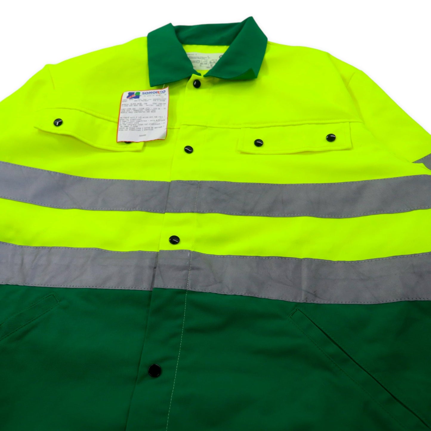 FRENCH WORK JACKET フレンチ ユーロワークジャケット 182-194 イエロー グリーン ポリエステル コットン リフレクター SONORCO 未使用品