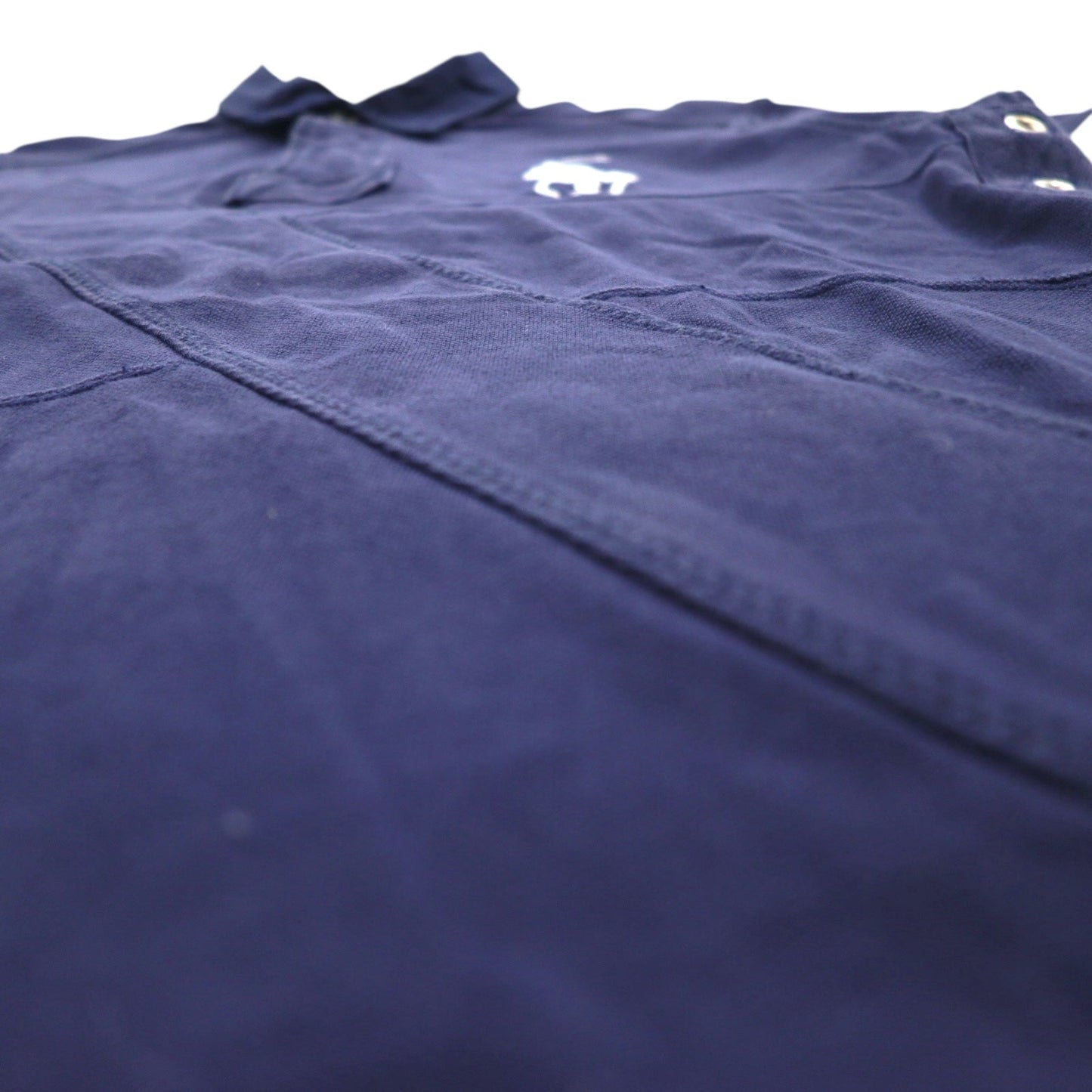 Polo by Ralph Lauren 90年代 ビッグポニー刺繍 ポロシャツ L ネイビー 鹿の子 パッチワーク