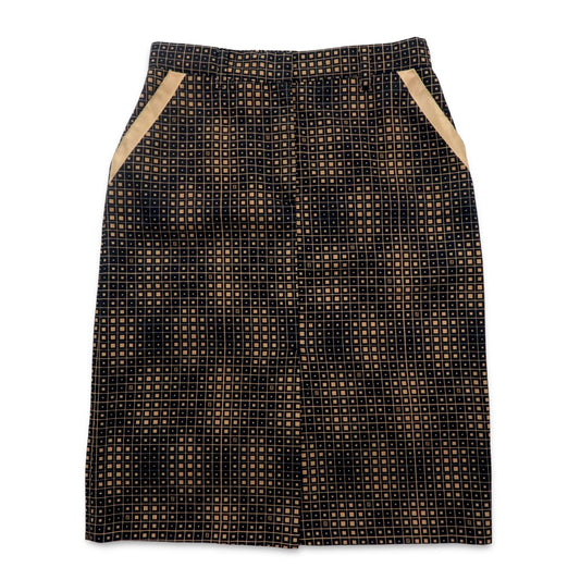 FENDI イタリア製 ズッカ モノグラム スカート L ブラック コットン 総柄 幾何学