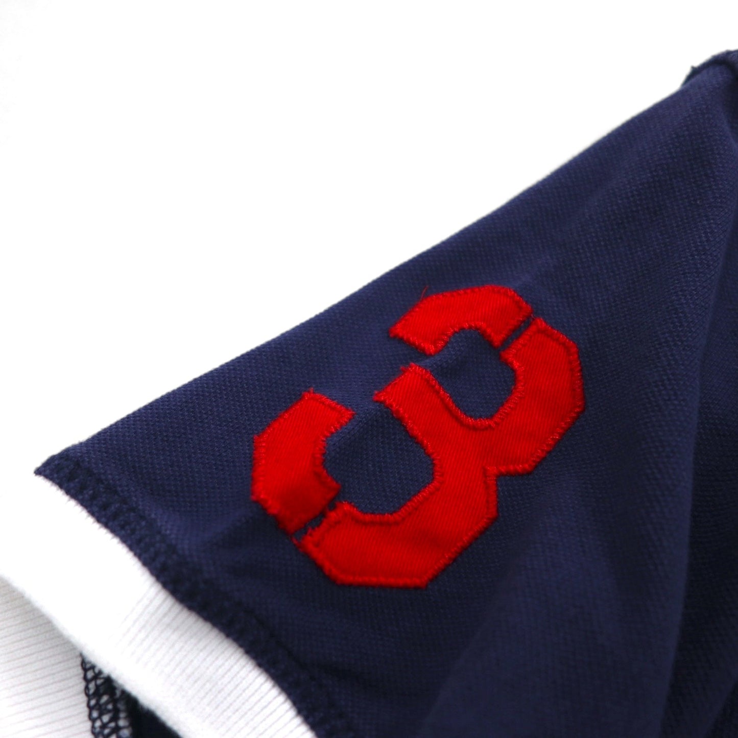 Polo by Ralph Lauren 90年代 ビッグポニー刺繍 ポロシャツ L ネイビー 鹿の子 パッチワーク