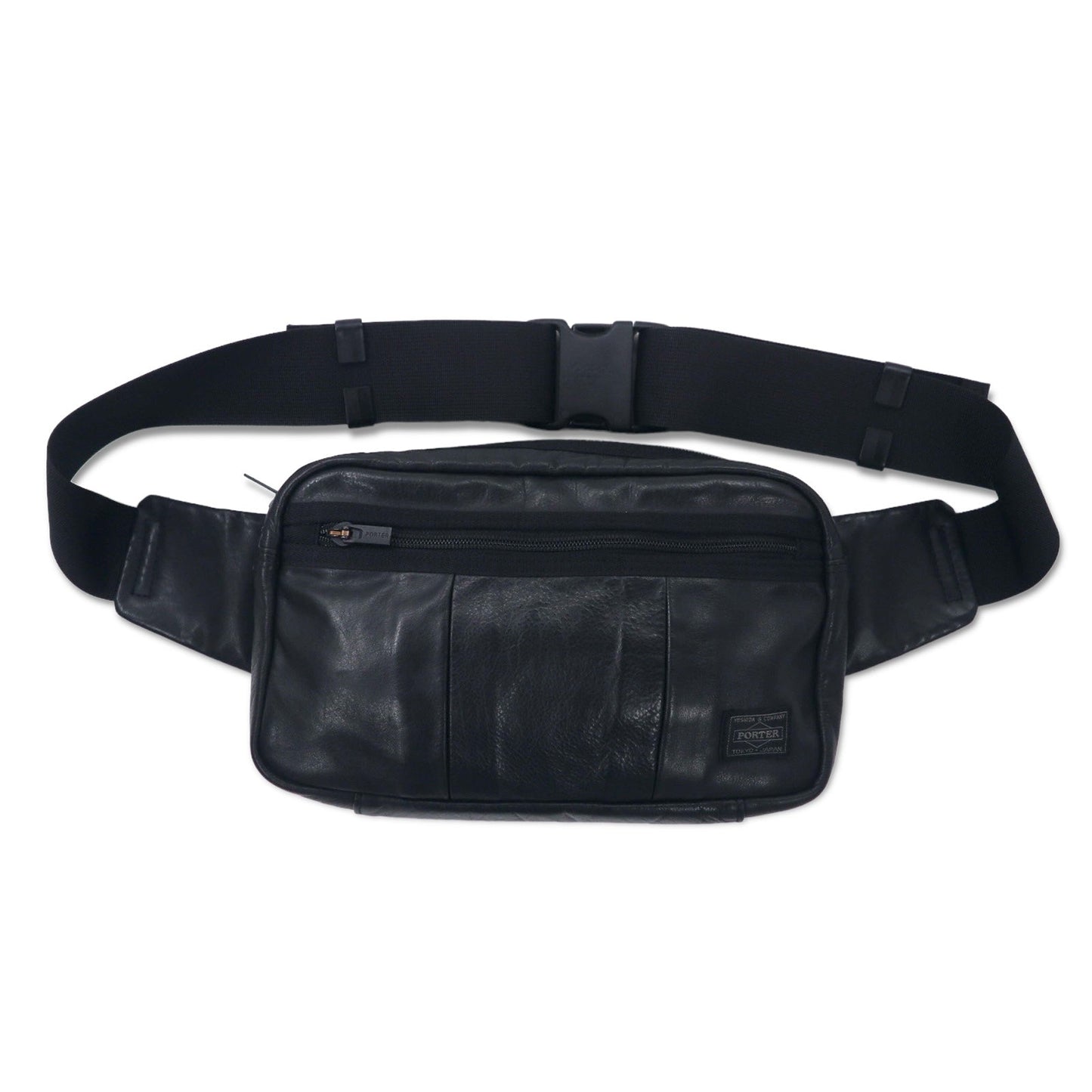 PORTER アルーフ ウエストバッグ ボディーバッグ ブラック レザー カーフスキン ALOOF 日本製