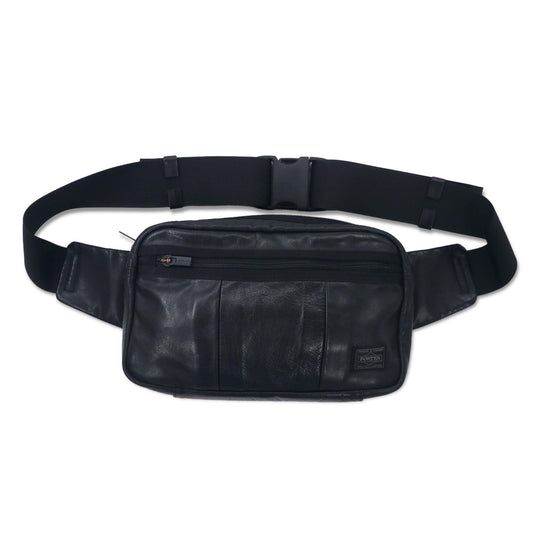 PORTER アルーフ ウエストバッグ ボディーバッグ ブラック レザー カーフスキン ALOOF 日本製