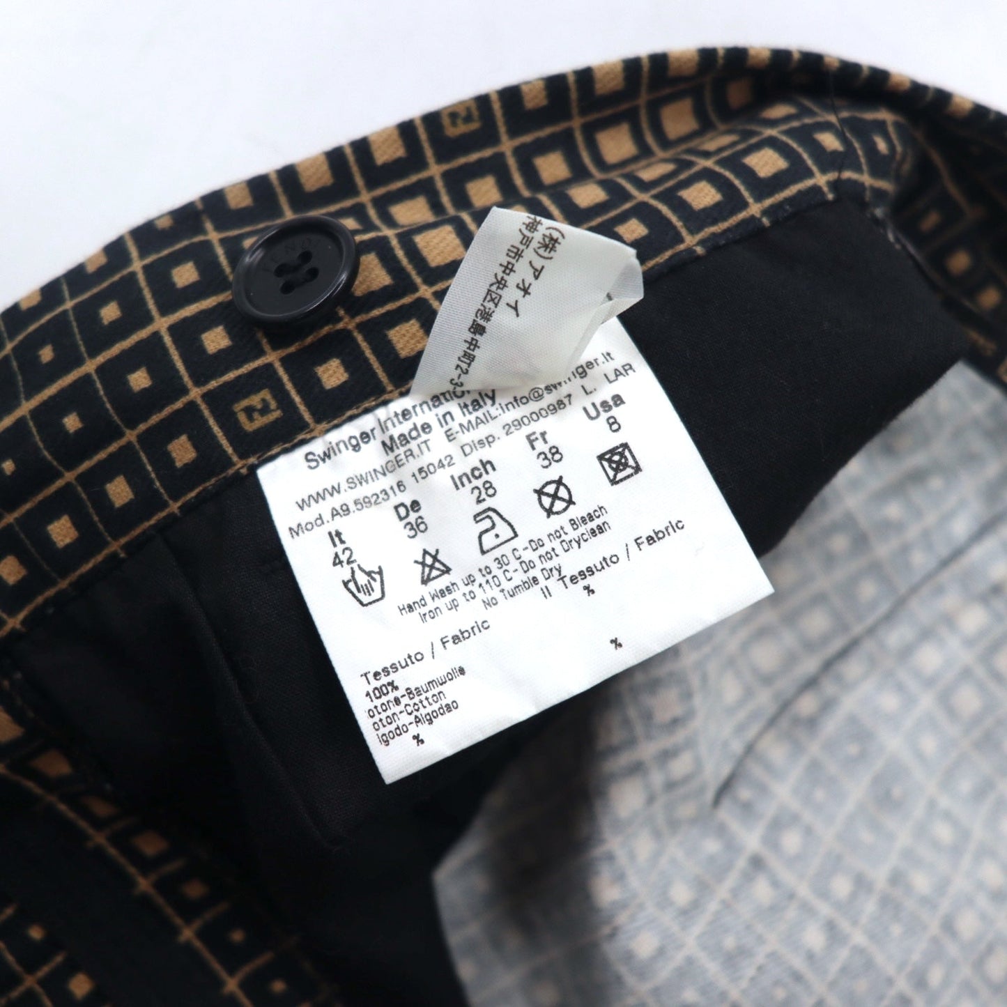 FENDI イタリア製 ズッカ モノグラム スカート L ブラック コットン 総柄 幾何学