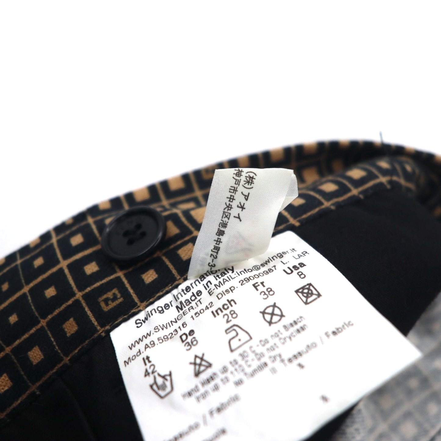 FENDI イタリア製 ズッカ モノグラム スカート L ブラック コットン 総柄 幾何学