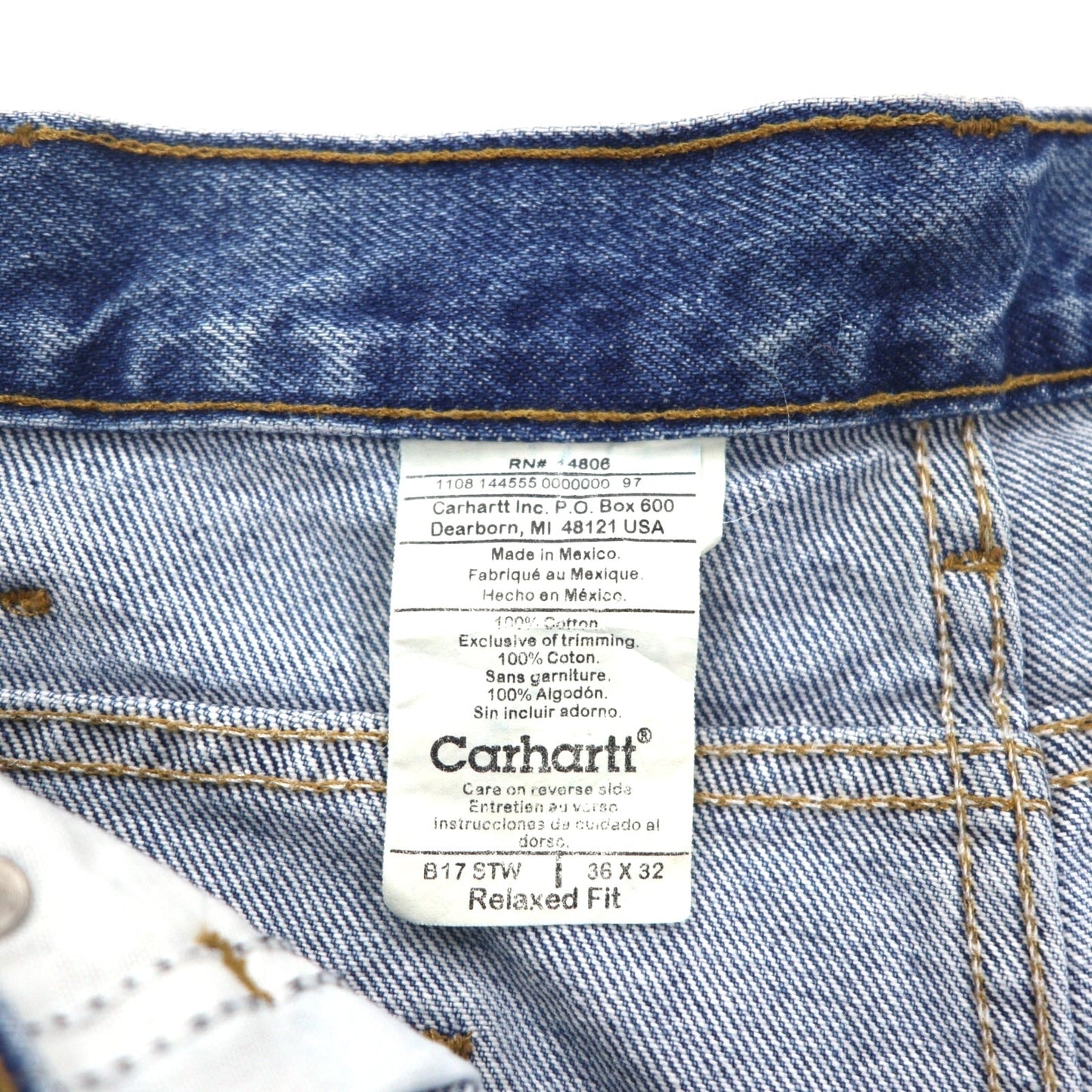 Carhartt リラックスフィット バギー テーパード デニムパンツ L インディゴ ブルー RELAXED FIT B13 STW メキシコ製