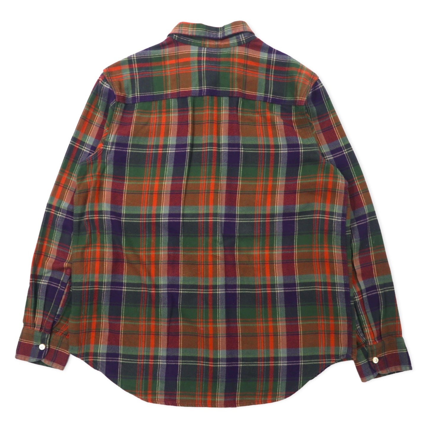 POLO RALPH LAUREN ボーイフレンドフィット フランネルシャツ L ブラウン チェック コットン