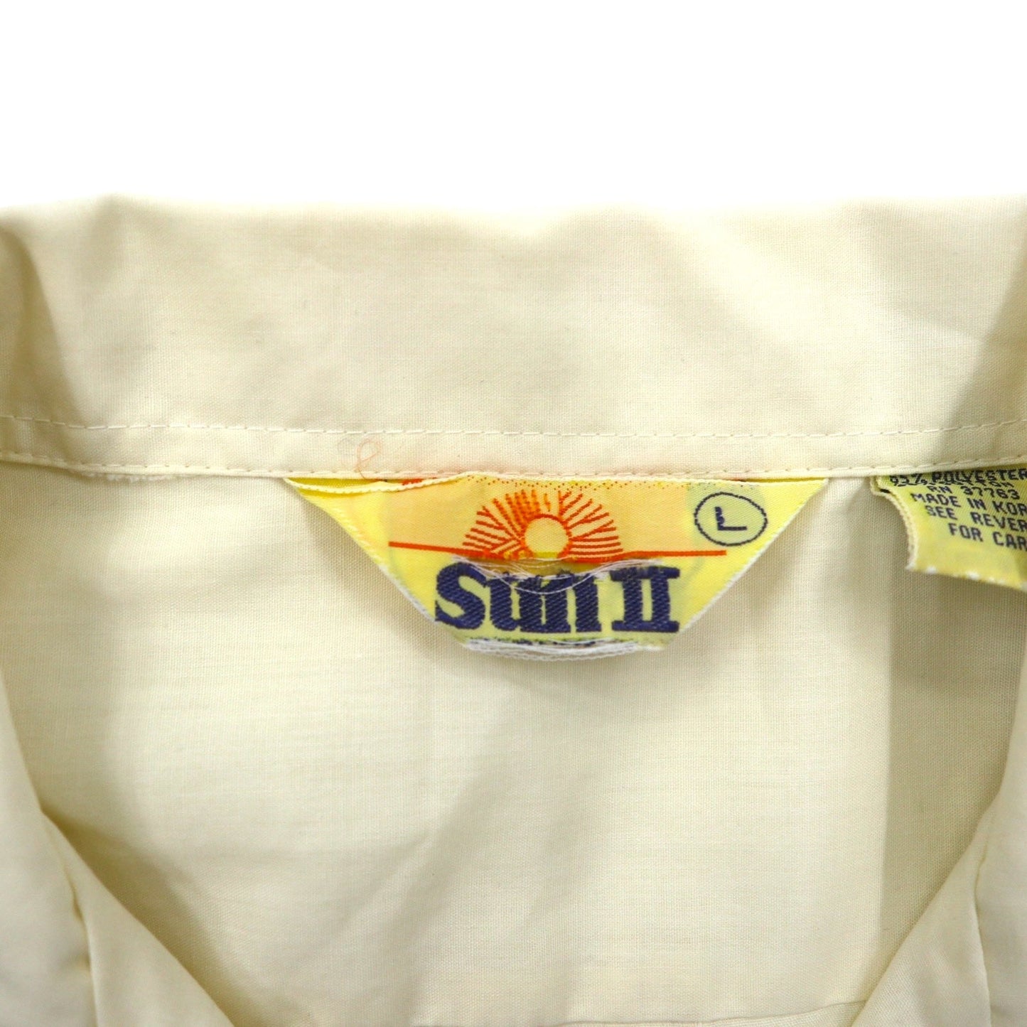 90年代 SUN Ⅱ ボックス キューバシャツ L クリーム ポリエステル コットン 刺繍