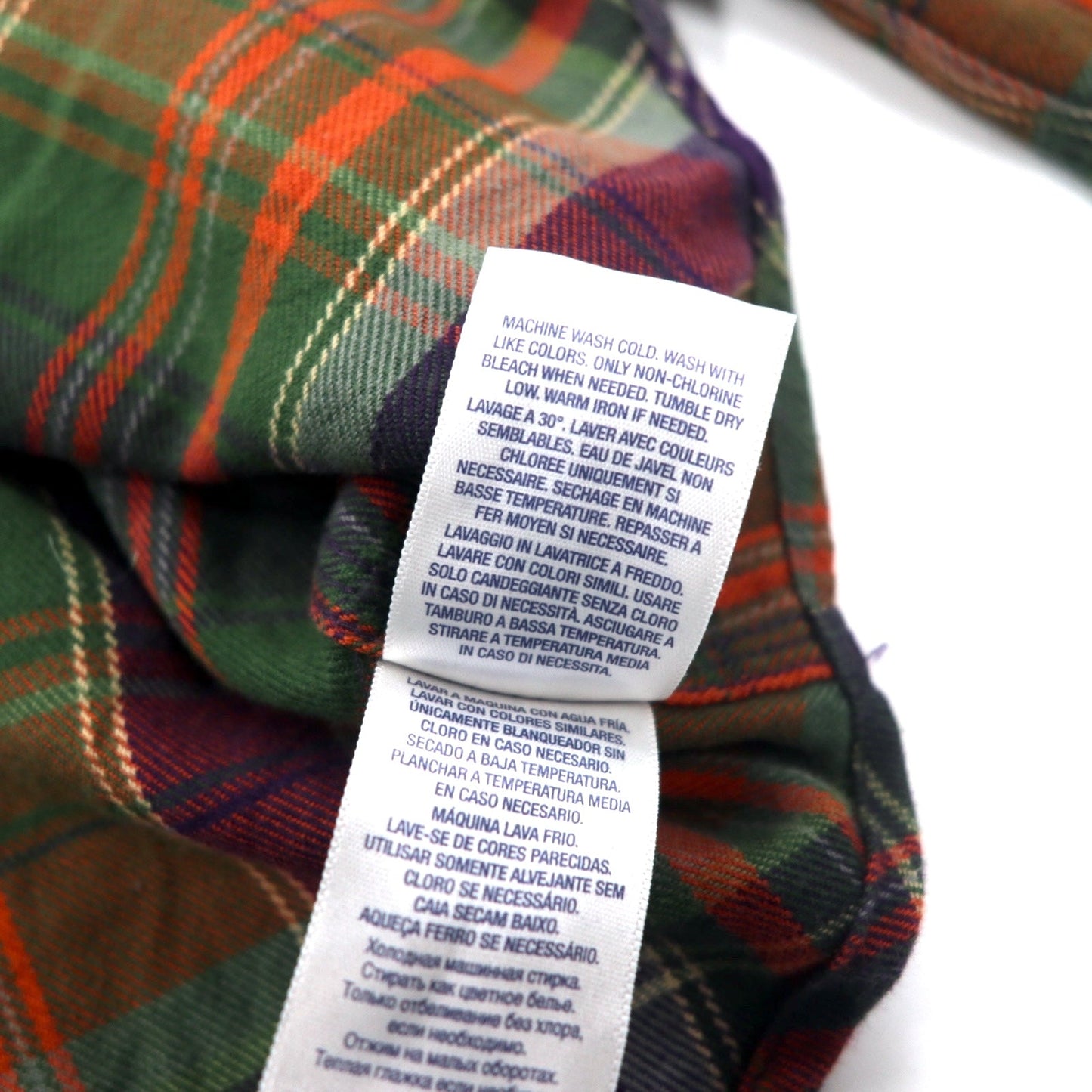 POLO RALPH LAUREN ボーイフレンドフィット フランネルシャツ L ブラウン チェック コットン