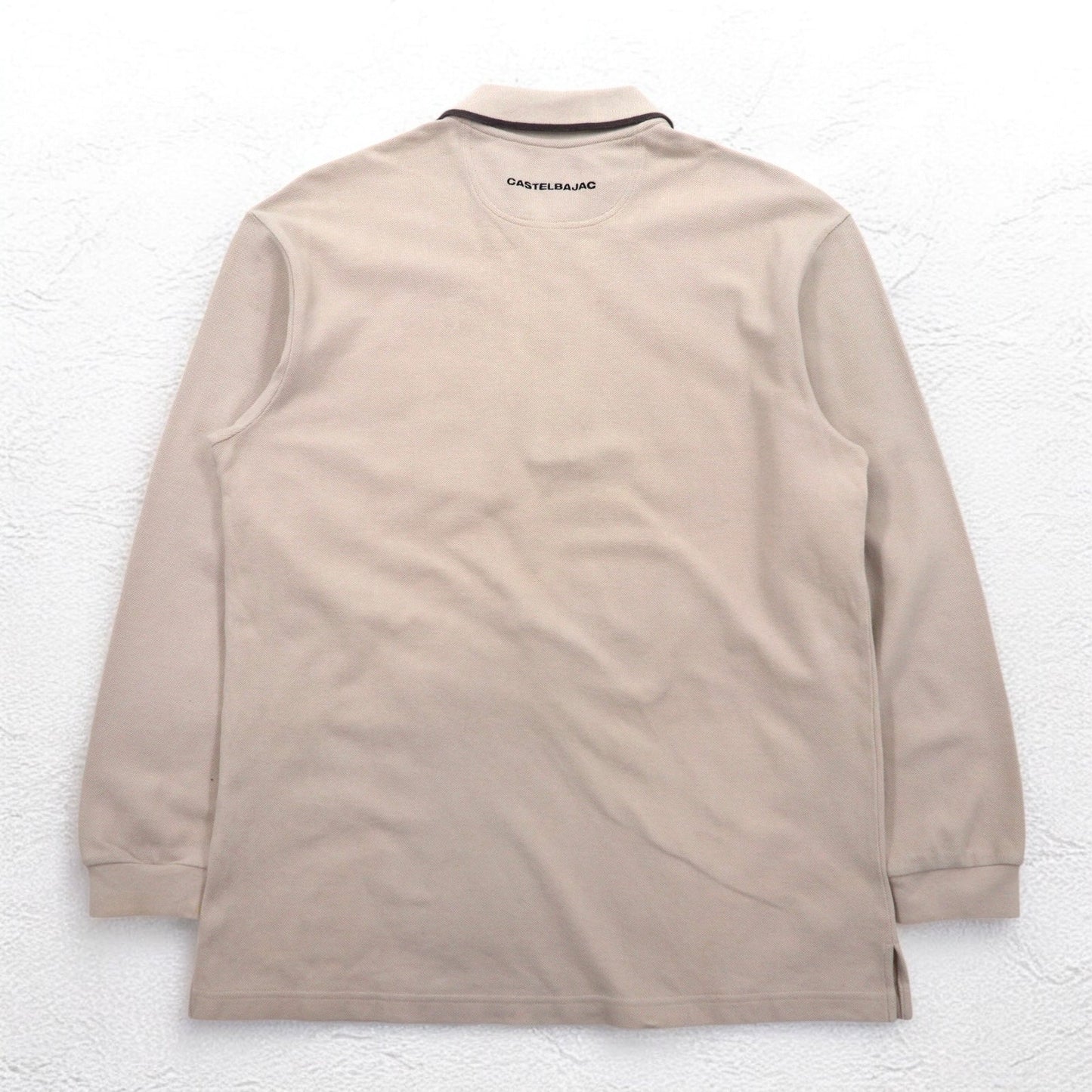 CASTELBAJAC SPORT 90年代長袖ポロシャツ XL ベージュ コットン キャラクター刺繍
