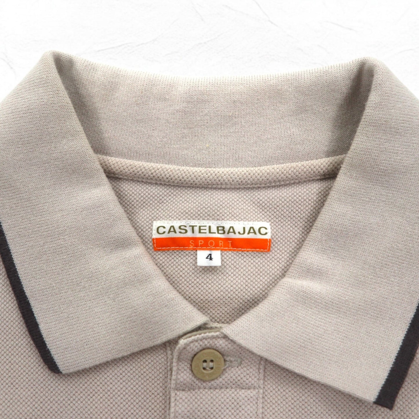 CASTELBAJAC SPORT 90年代長袖ポロシャツ XL ベージュ コットン キャラクター刺繍
