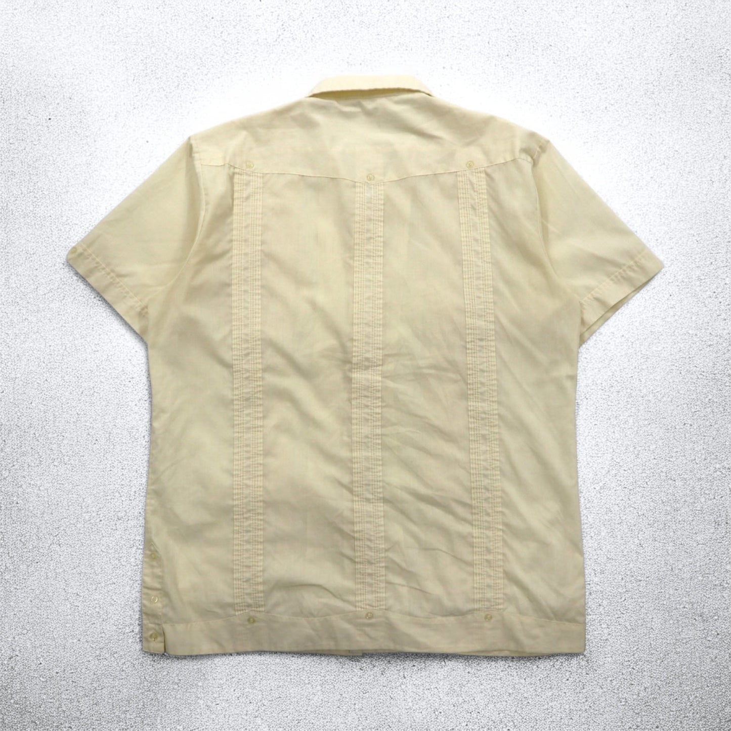 90年代 SUN Ⅱ ボックス キューバシャツ L クリーム ポリエステル コットン 刺繍