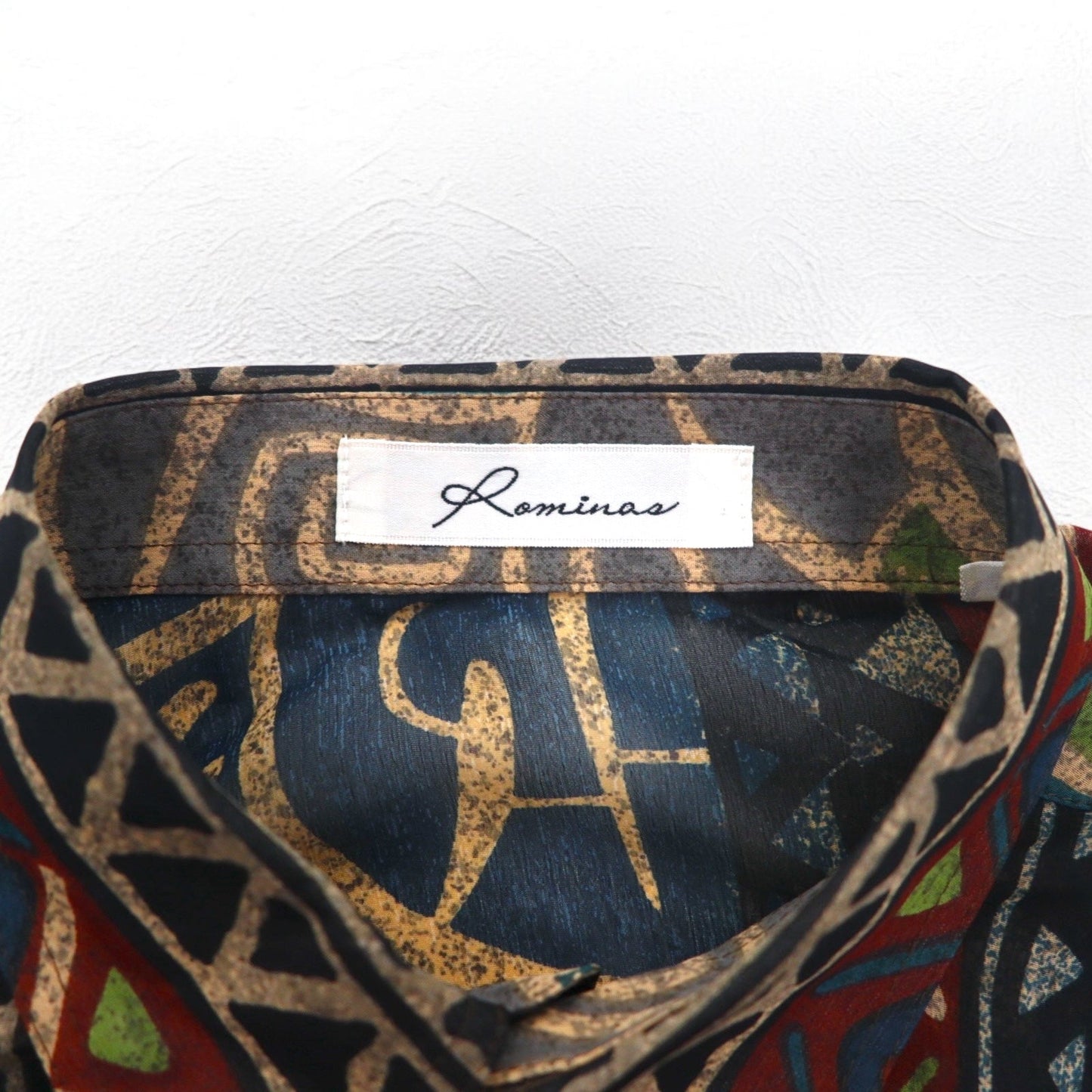 Vintage 90s Japan Made Native Shirt Roman Rominas 90年代 レトロ 総柄 ポリシャツ M ネイティブ 日本製 未使用品