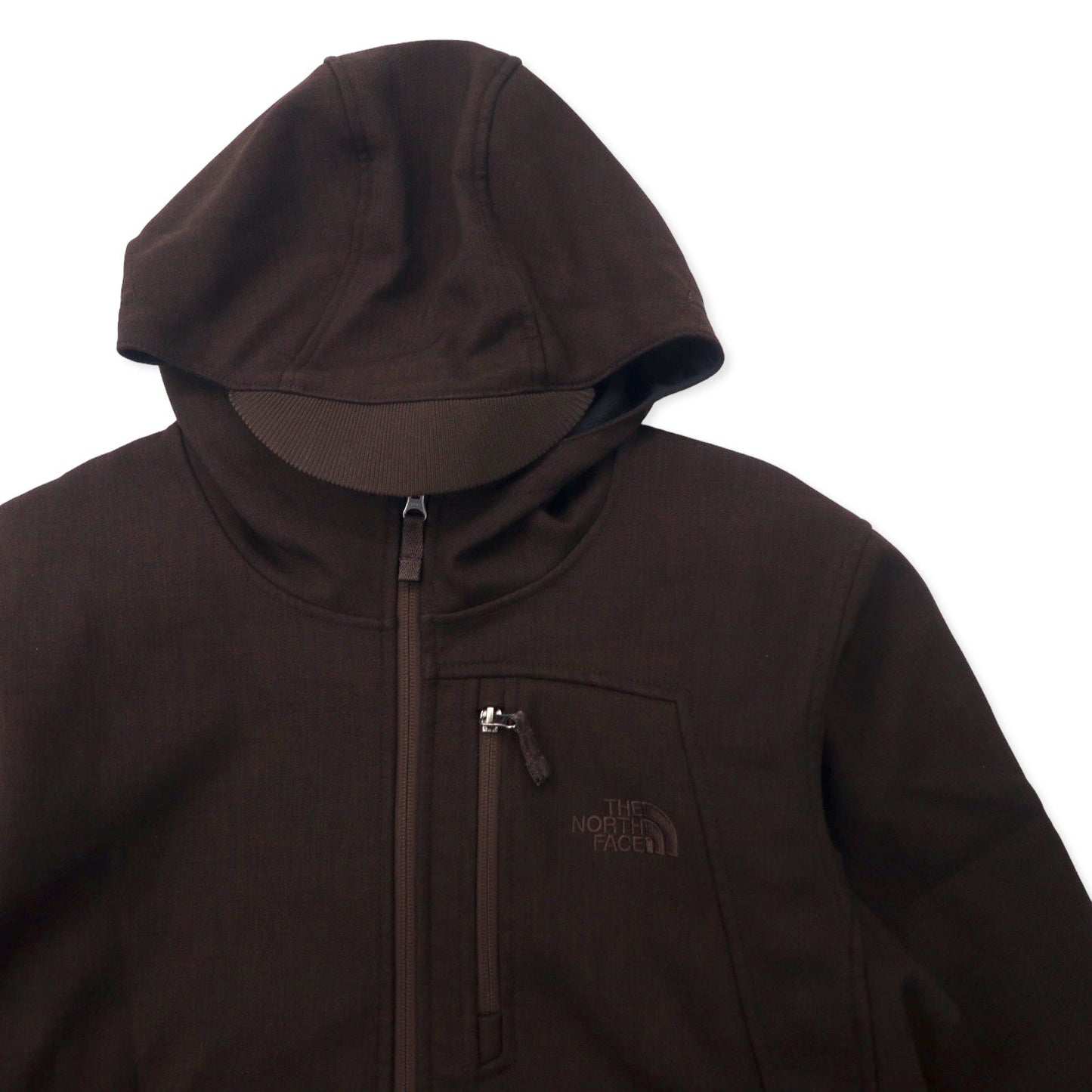 THE NORTH FACE エイペックス ソフトシェルジャケット フーディー M ブラウン ポリエステル フリースライナー ロゴ刺繍 TNF APEX
