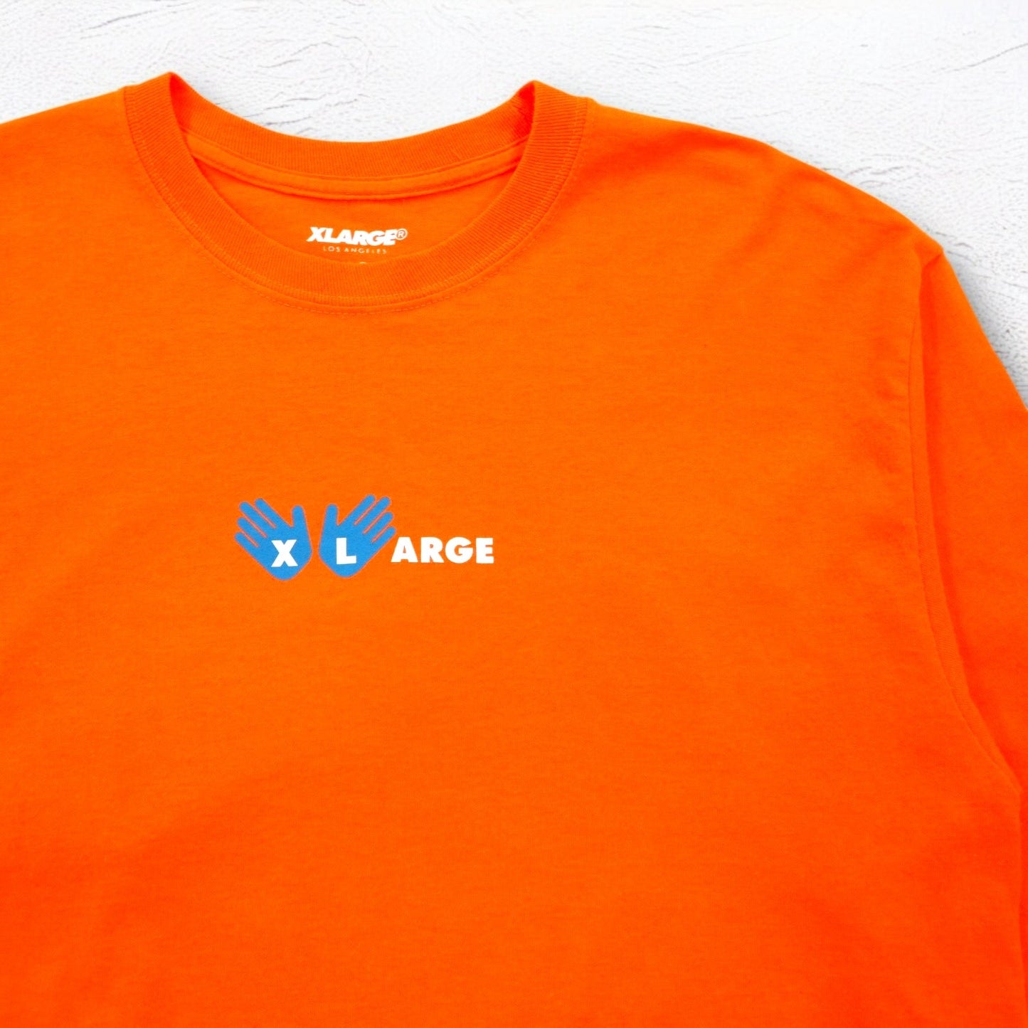 X-LARGE ロゴプリント ロングスリーブTシャツ ロンT L オレンジ コットン 両面プリント