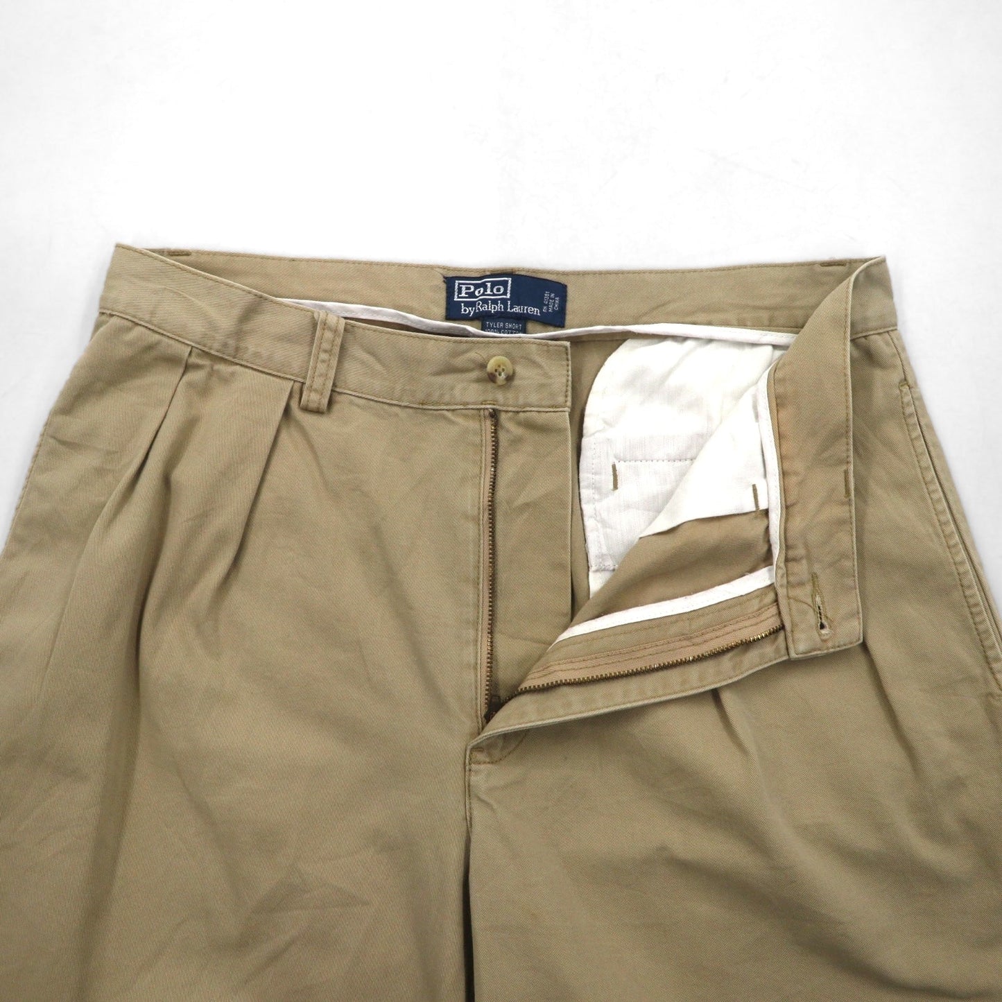 Polo by Ralph Lauren 90年代 ポロチノ TYLER SHORT 2タック ショートパンツ ハーフパンツ M ベージュ コットン